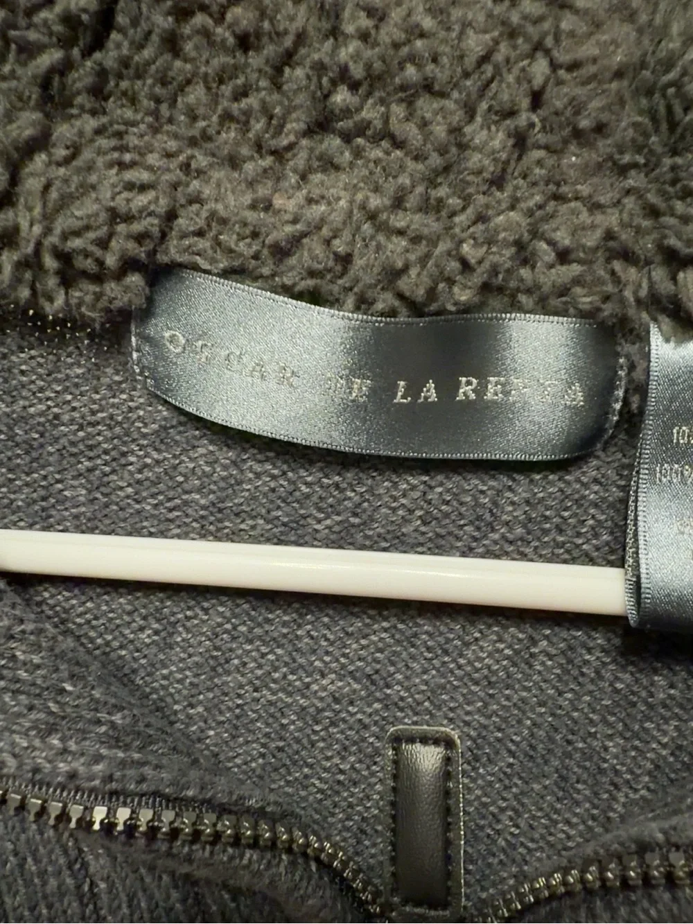 Oscar de la Renta Gray Quarter Zip Knit Sweater Sherpa Collar Men’s S